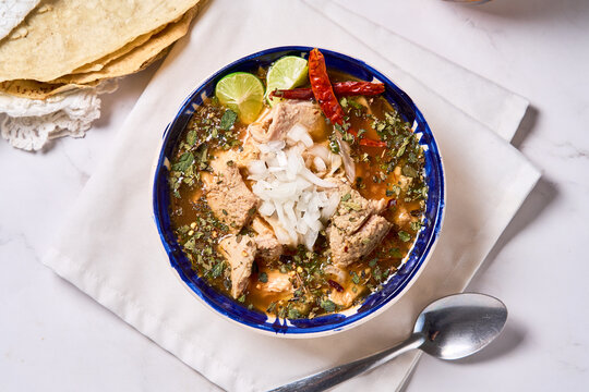 Traditional menudo or pancita, authentic mexican food