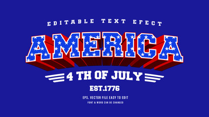 4th of July Patriotic Editable Text Effect Design © Hiemstra