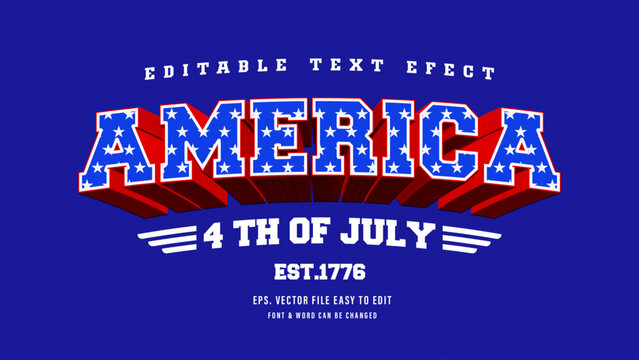 4th of July Patriotic Editable Text Effect Design