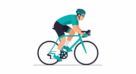 Obraz premium Cyclist in racing gear speeds along on a turquoise bicycle