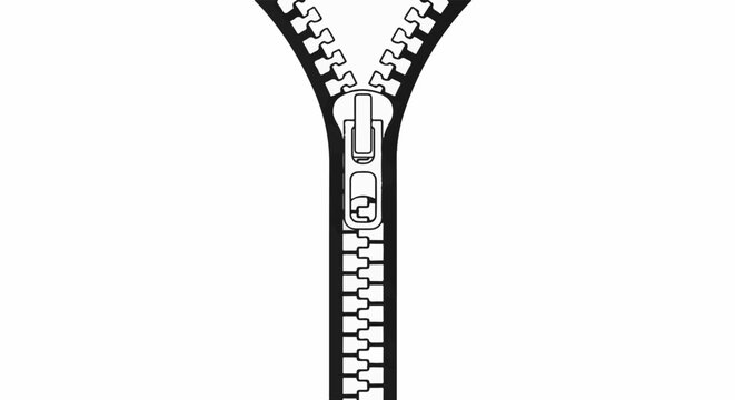 Close-up illustration of a black and white zipper pull and teeth