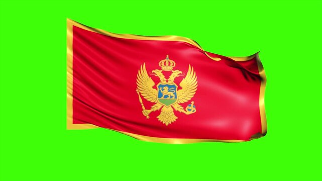 Looping MONTENEGRO Flag Animation on Green Screen, Waving MONTENEGRO Flag Isolated PNG Video
