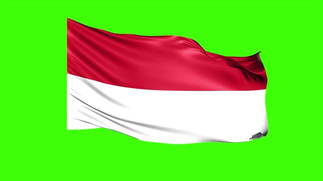 Looping MONACO Flag Animation on Green Screen, Waving MONACO Flag Isolated PNG Video