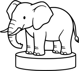 Fototapeta premium Huge circus elephant standing on pedestal coloring page