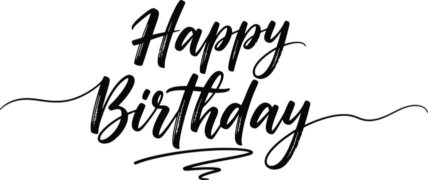 Elegant brush script happy birthday greeting card design