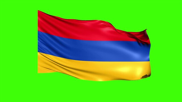 Looping ARMENIA Flag Animation on Green Screen, Waving ARMENIA Flag Isolated PNG Video