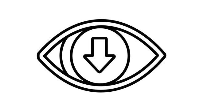 Eye with down arrow icon, representing vision loss, decline, or downward trend