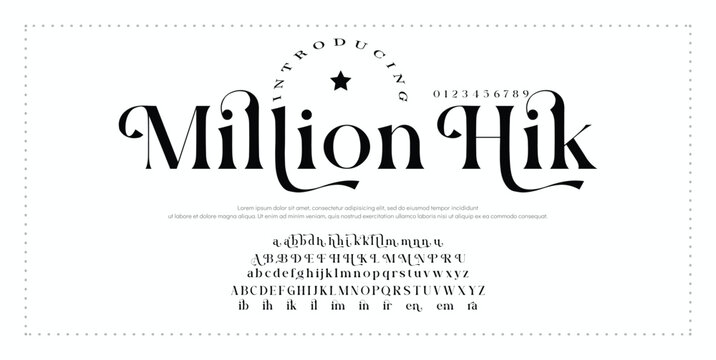 Luxury serif font in modern style. Elegant wedding alphabet letters font and number. Typography Luxury classic lettering serif fonts decorative vintage retro logo concept. vector illustration
