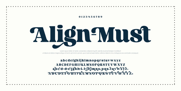 Elegant Font Uppercase Lowercase and Number. Classic Lettering Minimal Fashion Designs. Typography modern serif fonts regular decorative vintage concept. vector illustration