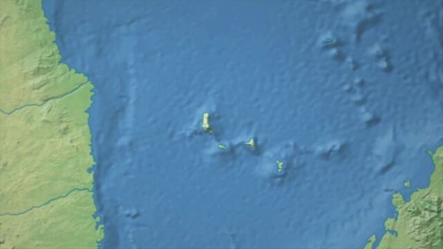 Cinematic Zoom from World Map to COMOROS Terrain Map, Earth Navigation Animation