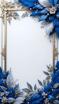  frame with royal blue and silver feathers