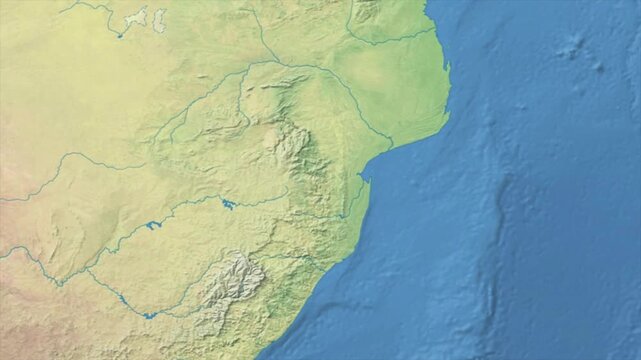 Cinematic Zoom from World Map to Eswatini Terrain Map, Earth Navigation Animation