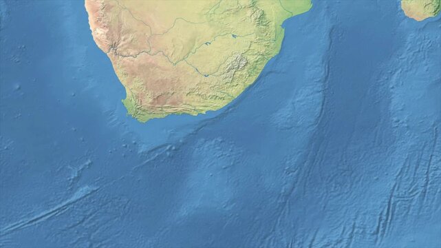 Cinematic Zoom from World Map to SOUTH AFRICA Terrain Map, Earth Navigation Animation