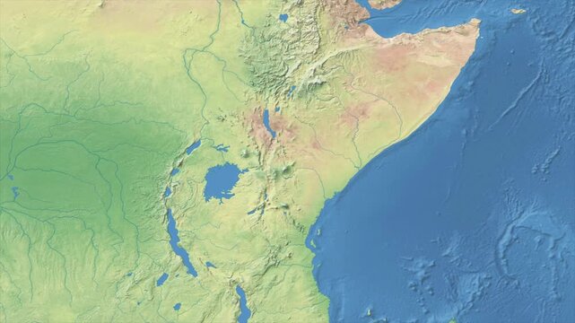 Cinematic Zoom from World Map to KENYA Terrain Map, Earth Navigation Animation