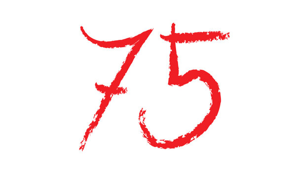 abstract simple red brush number 75 icon design.