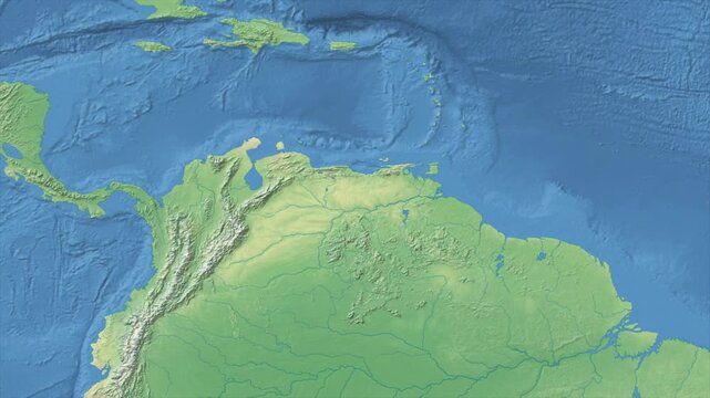 Cinematic Zoom from World Map to VENEZUELA Terrain Map, Earth Navigation Animation