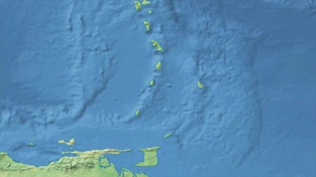 Cinematic Zoom from World Map to Saint Vincent and The Grenadines Terrain Map, Earth Navigation Animation