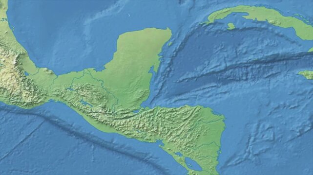Cinematic Zoom from World Map to BELIZE Terrain Map, Earth Navigation Animation