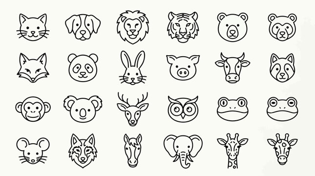 Black and white animal face icons.
