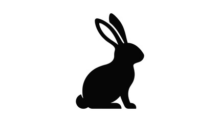 Obraz premium Black Silhouette of a Rabbit Sitting Upright.