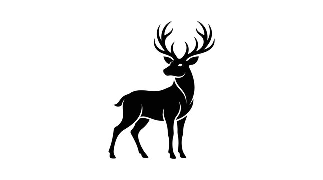 Black silhouette of a deer standing.
