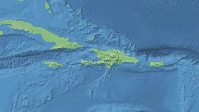 Cinematic Zoom from World Map to HAITI Terrain Map, Earth Navigation Animation