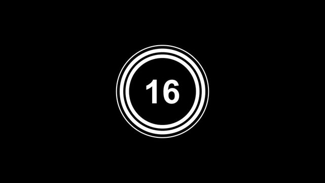 Simple animation of 20 seconds countdown timer with dashed circle on black background
