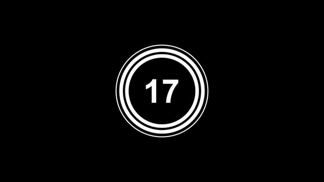 Simple animation of 21 seconds countdown timer with dashed circle on black background