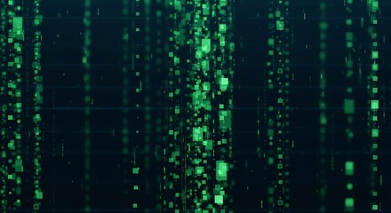 Obraz premium Abstract Digital Matrix Code Background Featuring Vertical Cascading Glowing Green Data Streams and Binary Information Flow