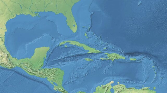 Cinematic Zoom from World Map to CUBA Terrain Map, Earth Navigation Animation
