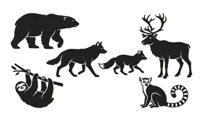 Obraz premium Cheetah silhouette vector set isolated on white background