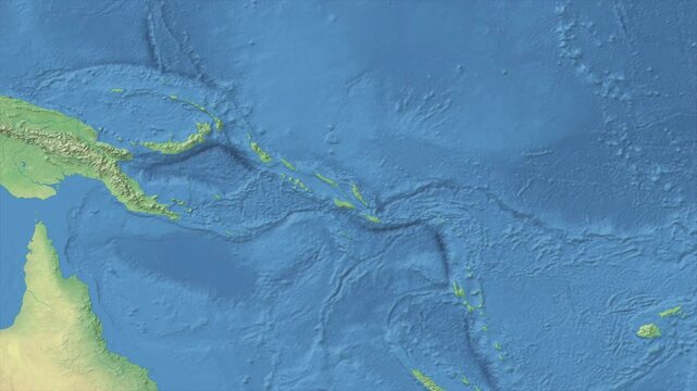 Cinematic Zoom from World Map to SOLOMON ISLANDS Terrain Map, Earth Navigation Animation