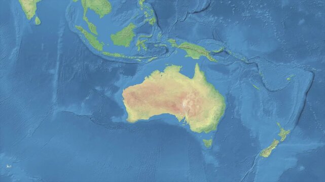 Cinematic Zoom from World Map to AUSTRALIA Terrain Map, Earth Navigation Animation