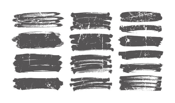 Twelve dark grey distressed brush stroke rectangles white paint texture grunge