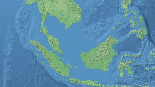 Cinematic Zoom from World Map to MALAYSIA Terrain Map, Earth Navigation Animation