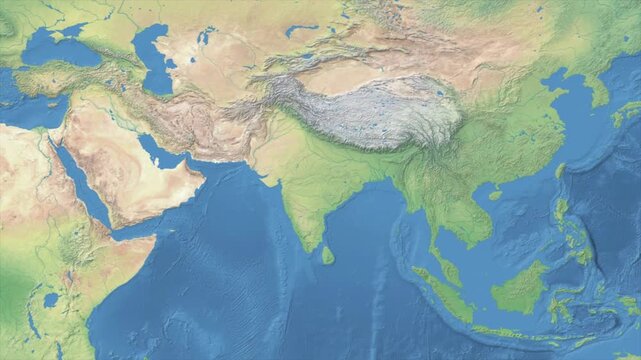 Cinematic Zoom from World Map to INDIA Terrain Map, Earth Navigation Animation