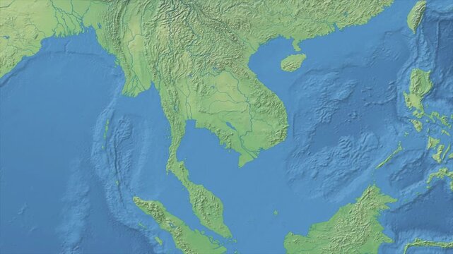 Cinematic Zoom from World Map to CAMBODIA Terrain Map, Earth Navigation Animation
