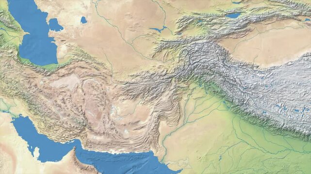 Cinematic Zoom from World Map to AFGHANISTAN Terrain Map, Earth Navigation Animation