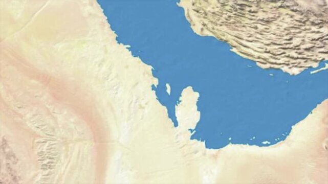 Cinematic Zoom from World Map to BAHRAIN Terrain Map, Earth Navigation Animation