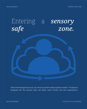 autism decompression zone social media template, neurodiversity sensory safe space instagram post, editable mental health awareness feed layout graphic