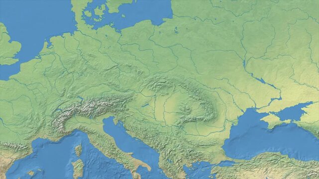 Cinematic Zoom from World Map to SLOVAKIA Terrain Map, Earth Navigation Animation