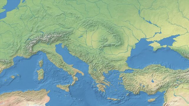 Cinematic Zoom from World Map to SERBIA Terrain Map, Earth Navigation Animation