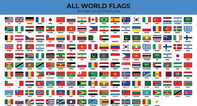 Set of world flags, collection of national flags from around the world, vector illustration
