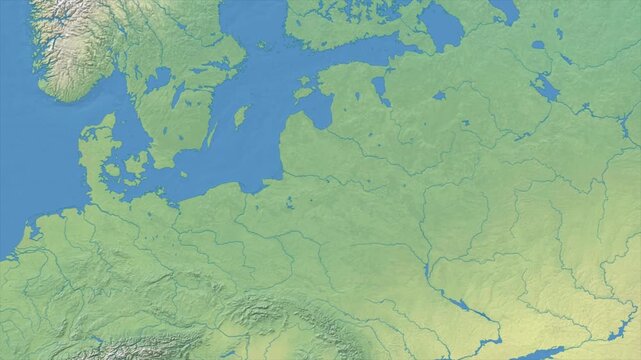 Cinematic Zoom from World Map to LITHUANIA Terrain Map, Earth Navigation Animation