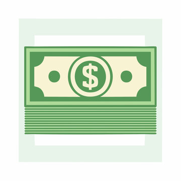 Stack of US Dollar Bills with Dollar Sign