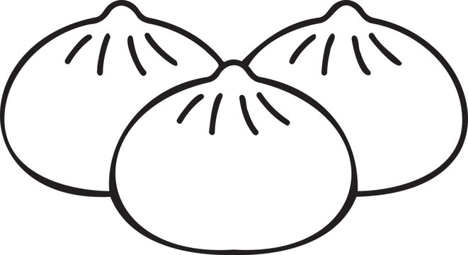 Minimalist line art illustration of steamed buns or dumplings