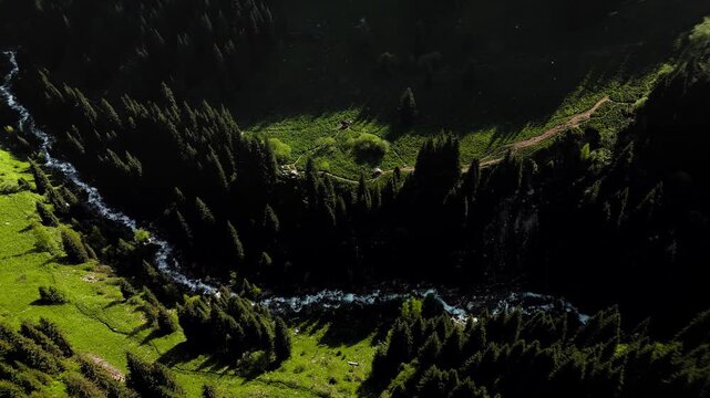 Aerial Mountains landscape in Kazakhstan