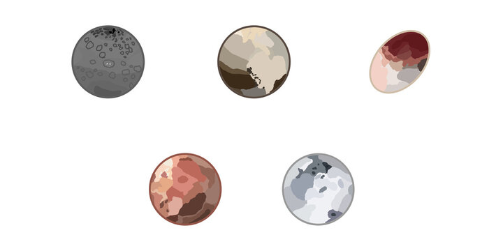 Dwarf Planets Transparent PNG Set Illustration &ndash; Solar System Dwarf Planet Illustration
