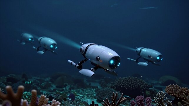 Submarine Robot Armada in Deep Ocean