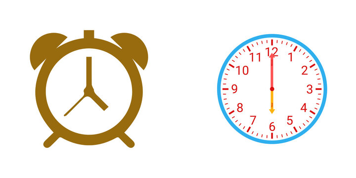 Alarm Clock and Analog Clock Icons, isolated on transparent background